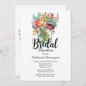 Farbige Wildblumen Jar Brautparty Einladung (Vorne/Hinten)