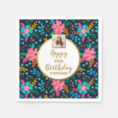 Farbige Wildblumen jedes altersgemäße Foto Geburts Serviette (Vorderseite)