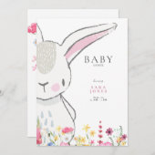 Farbige Wildblumen Kaninchendusche Einladung (Vorne/Hinten)