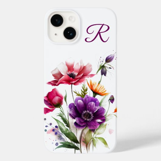 Farbige Wildblumen Mit Monogramm Case-Mate iPhone Hülle (Rückseite)