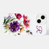 Farbige Wildblumen Mit Monogramm Case-Mate iPhone Hülle (Rückseite (Horizontal))