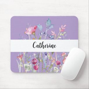 Farbige Wildblumen mit Name Pale Lila Maus P Mousepad