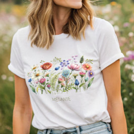 Farbige Wildblumen Monogramm T - Shirt