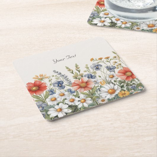 Farbige Wildblumen Papier Untersetzer (angewinkelt)