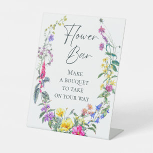 Farbige Wildblumen Party machen Bouquet Blume Bar Sockelschild