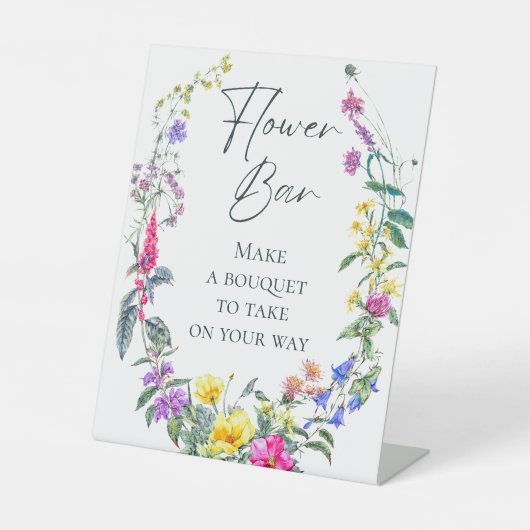 Farbige Wildblumen Party machen Bouquet Blume Bar Sockelschild (Vorderseite)