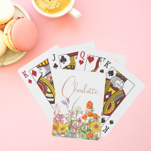 Farbige Wildblumen Personalisierte Namensgeschenke Spielkarten