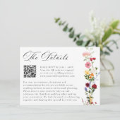 Farbige Wildblumen-QR-Code-Hochzeitsdetails Begleitkarte (Stehend Vorderseite)