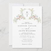 Farbige Wildblumen-QR-Code-Monogramm-Hochzeit Einladung (Vorderseite)