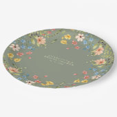 Farbige Wildblumen Sage Garden Brautparty Pappteller (Schrägansicht)