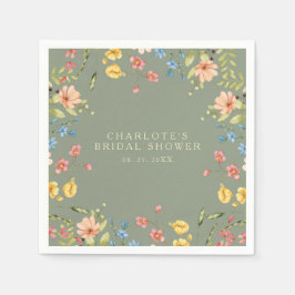 Farbige Wildblumen Sage Garden Brautparty Serviette