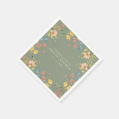 Farbige Wildblumen Sage Garden Brautparty Serviette (Ecke)
