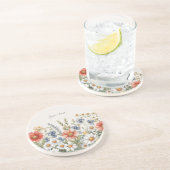 Farbige Wildblumen Sandstone Untersetzer (Seite)