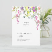 Farbige Wildblumen Save the Date (Stehend Vorderseite)