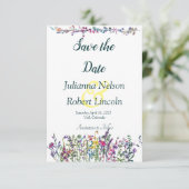 Farbige Wildblumen Save the Date Einladung (Stehend Vorderseite)