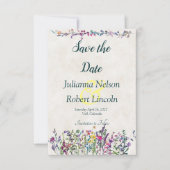 Farbige Wildblumen Save the Date Einladung (Vorderseite)