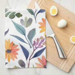 Farbige Wildblumen | Schöne Florale Aquarellmalere Geschirrtuch