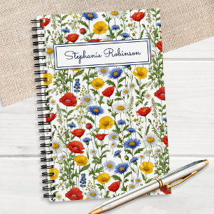 Farbige Wildblumen Schöne Florale Personalisierte Notizblock