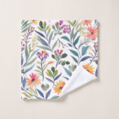 Farbige Wildblumen | Schöne florale Wasserfarben Badhandtuch Set (Waschlappen)