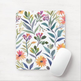Farbige Wildblumen | Schöne florale Wasserfarben Mousepad