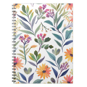 Farbige Wildblumen   Schöne florale Wasserfarben Notizblock