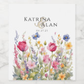 Farbige Wildblumen Set für Lebensmittel und Geträn Weinetikett (Einzelnes Label)