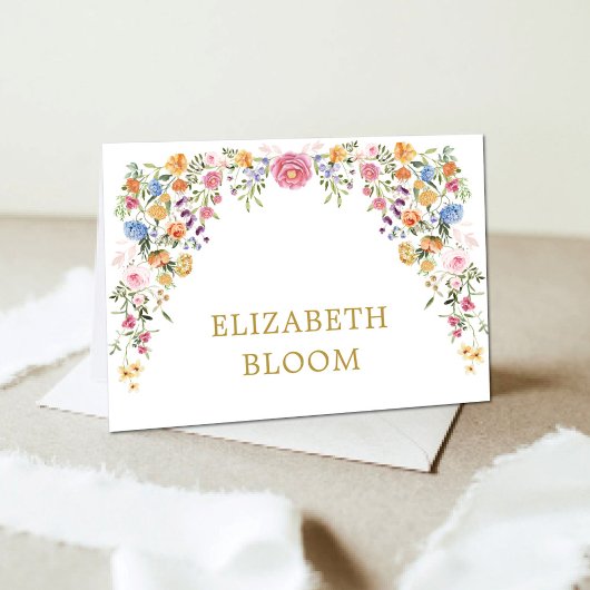 Farbige Wildblumen Tischsitze Platzkarten Tischnummer