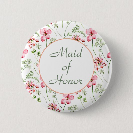 Farbige Wildblumen Trauzeugin Button (Vorderseite)