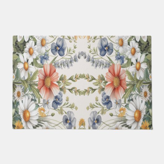 Farbige Wildblumen Türmatte (Vorderseite)