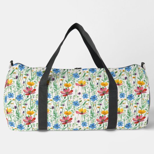 Farbige Wildblumen und grünes Gras Duffle Bag (Vorderseite)