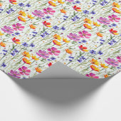 Farbige Wildblumen und grünes Gras Geschenkpapier (Ecke)