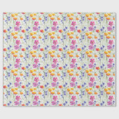 Farbige Wildblumen und grünes Gras Geschenkpapier (Flach)