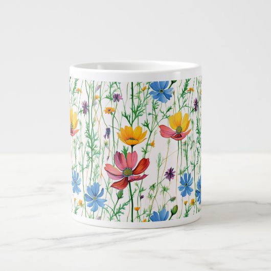 Farbige Wildblumen und grünes Gras Jumbo-Tasse (Vorderseite)
