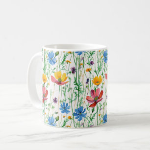 Farbige Wildblumen und grünes Gras Kaffeetasse