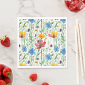 Farbige Wildblumen und grünes Gras Serviette (Beispiel)