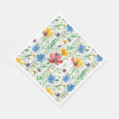 Farbige Wildblumen und grünes Gras Serviette (Ecke)
