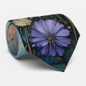 Farbige Wildblumen unter Mondlandschaft Krawatte (Gerollt)