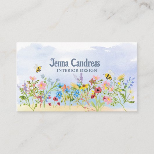 Farbige Wildblumen Visitenkarte (Vorderseite)