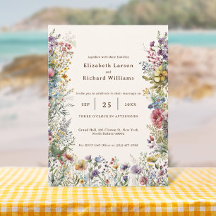 Farbige Wildblumen-Watercolor-Hochzeit Einladung