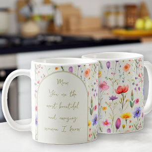 Farbige Wildblumen-Whimsical-Lettering-Sanftgrün Kaffeetasse