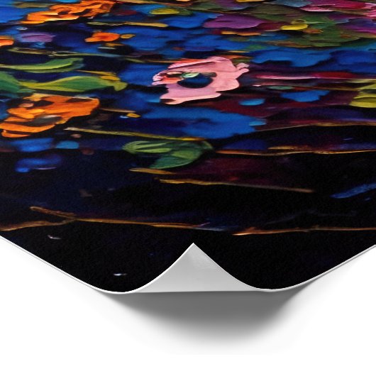 Farbige Wildblumen Wiese mit Schmetterlingen Poster (Ecke)