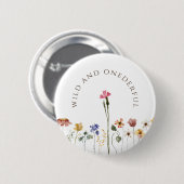 Farbige Wildblumen-Wilde und Wundervolle Geburtsta Button (Vorne & Hinten)
