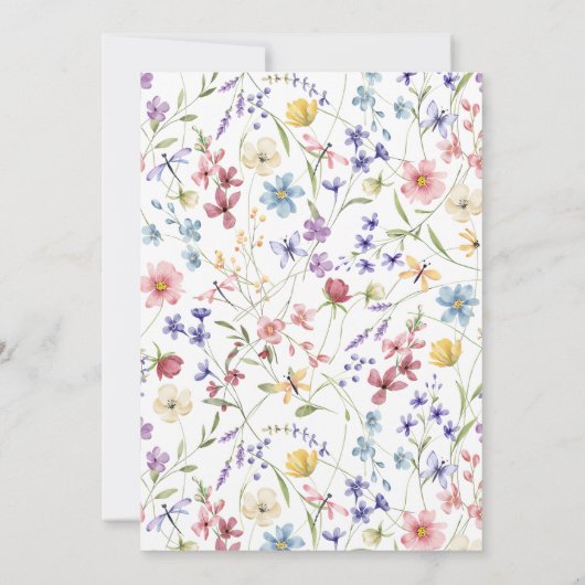 Farbige Wildblumen Wreath Garden Brautparty Einladung (Rückseite)