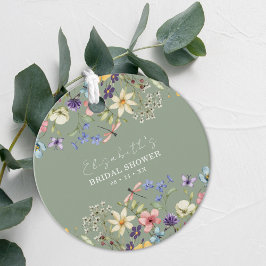 Farbige Wildblumen zeigen grünes Brautparty Geschenkanhänger