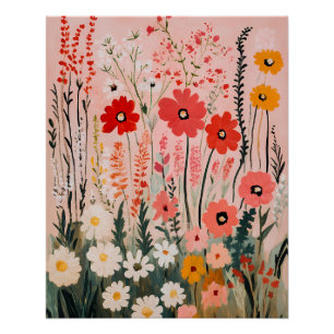 Farbige Wildblumenfelddarstellung Poster