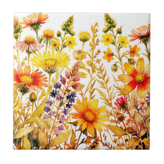 Farbige Wildblumenmalerei Fliese