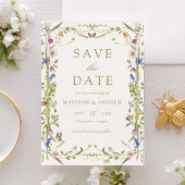 Farbige Wildblumenwiese Creme Hochzeit Save The Date