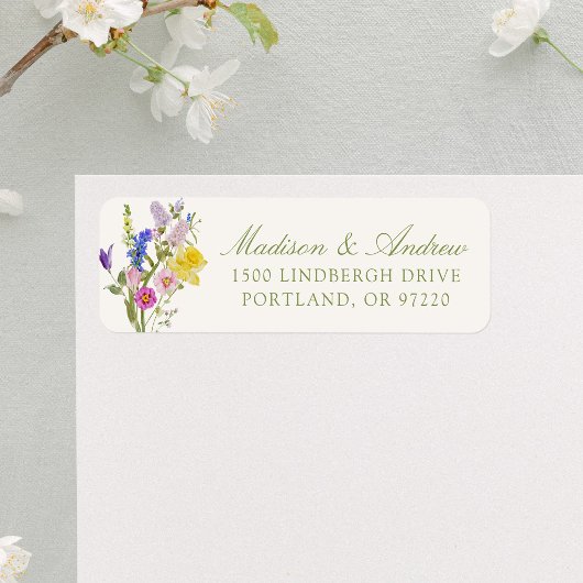 Farbige Wildblumenwiese Hochzeit Rücksendeadresse