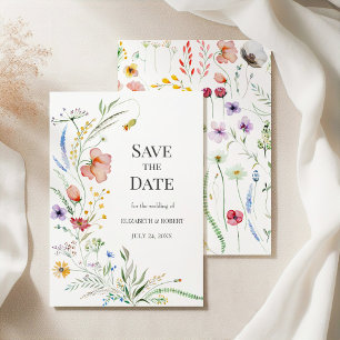 Farbige Wildblumenwiese Save-the-Date-Karte Einladung