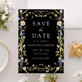 Farbige Wildblumenwiese Schwarze Hochzeit Save The Date